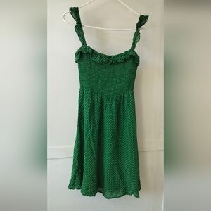 Reformation Green Dress with White Dots For Teens And Stretchy